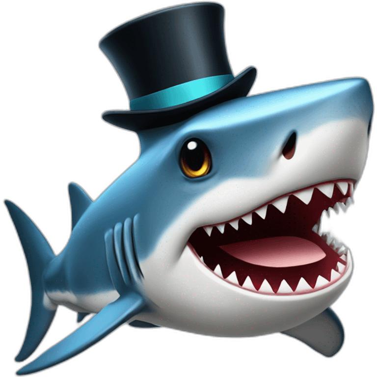 Shark with a top hat emoji