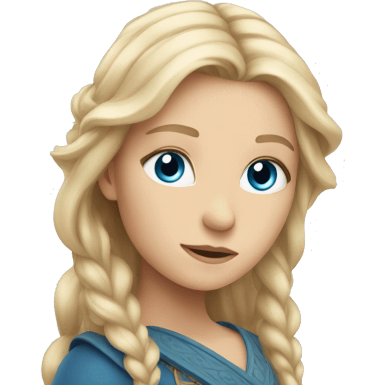 Freya with blonde long hair and blue eyes emoji