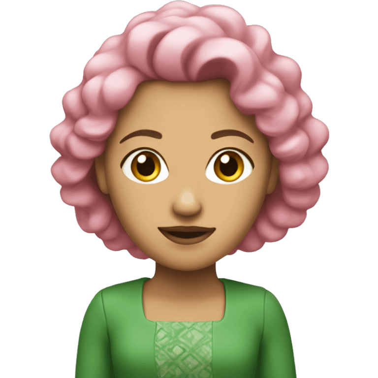 Mujer blanca, pelo rosa y verde emoji