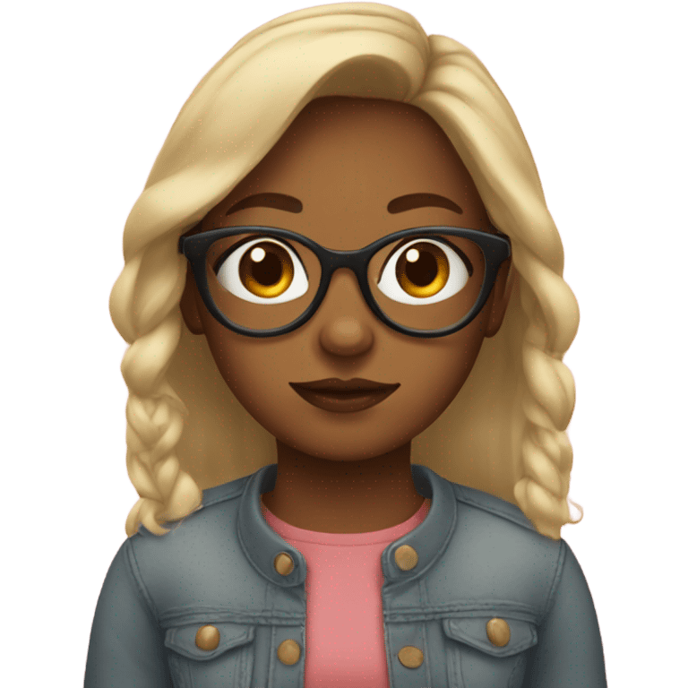 Girl with thick frame glasses emoji