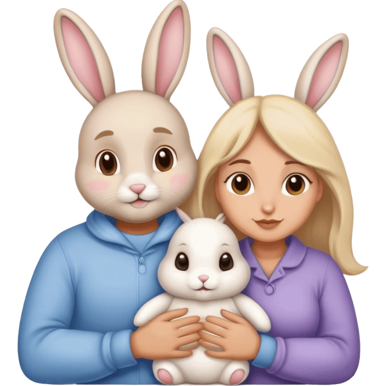 Two snuggly bunnies, husband and wife  emoji