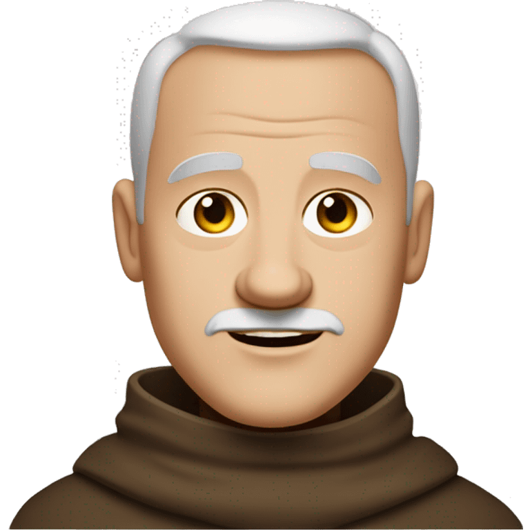 A middle-aged white male friar with a grizzled appearance, buzz cut, no facial hair, and a square jaw. emoji