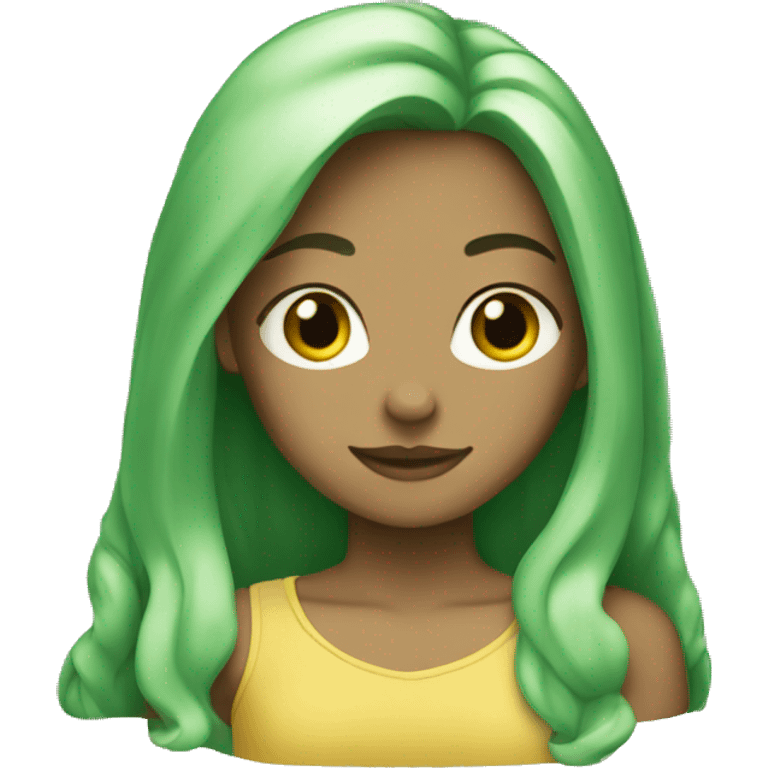 Girl with blond hair and green hair emoji