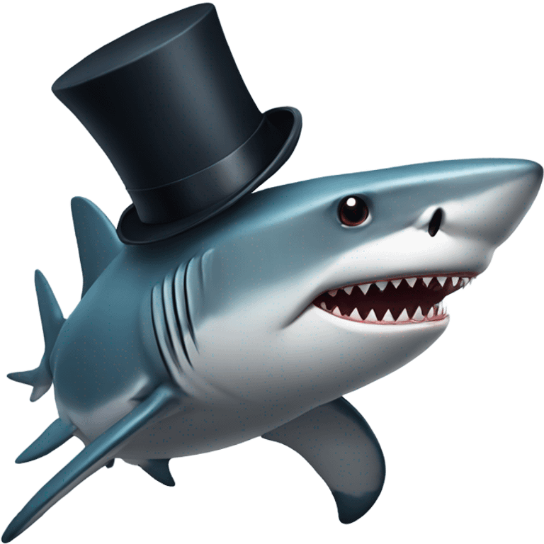 Shark with a top hat emoji