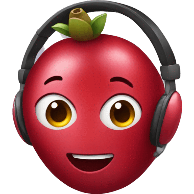 pomegranate emoji wearing headphones. emoji