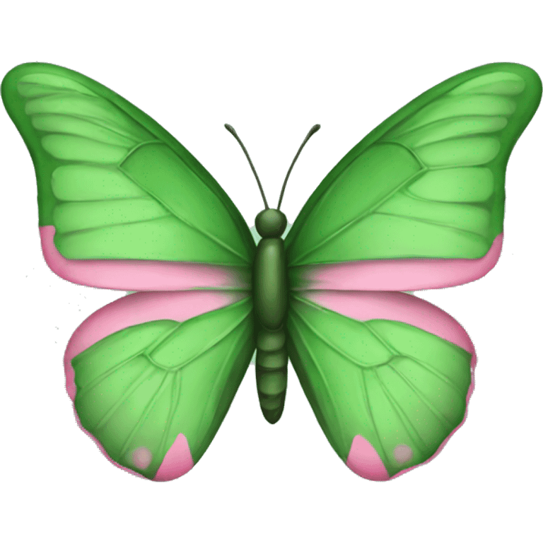 Green with little pink butterfly emoji