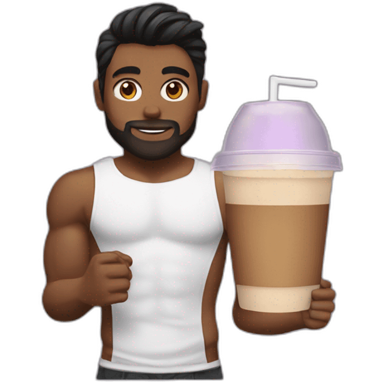 Muscles + iced coffee + gays emoji