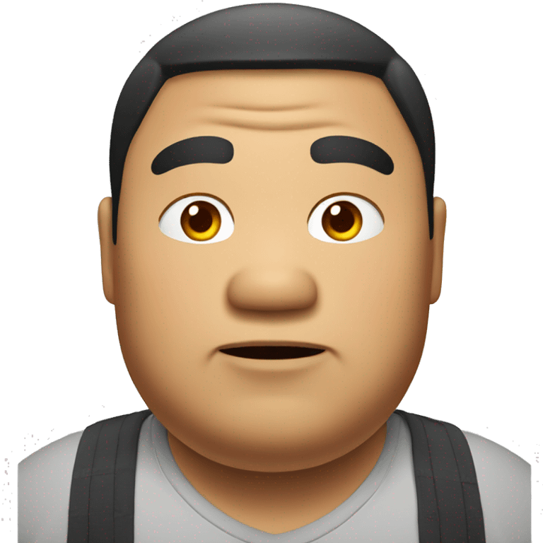 Fat Asian man with goofy face emoji