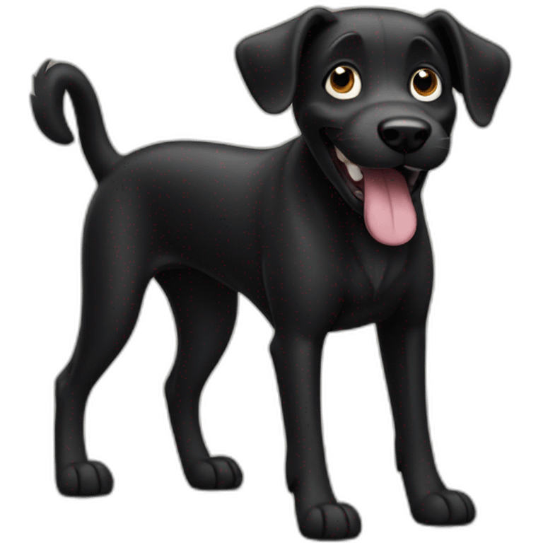 black happy dog with three legs emoji