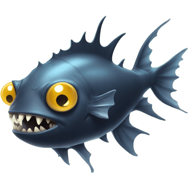 Anglerfish with a glowing lure hanging from its forehead, sharp teeth, and big eyes. emoji