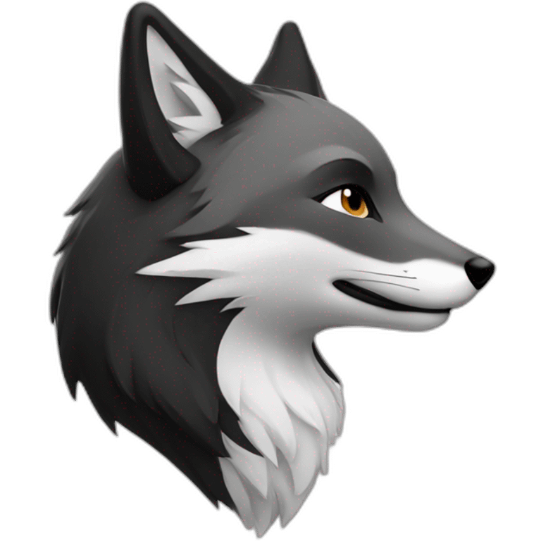 Full Blacknwhite fox side view  emoji