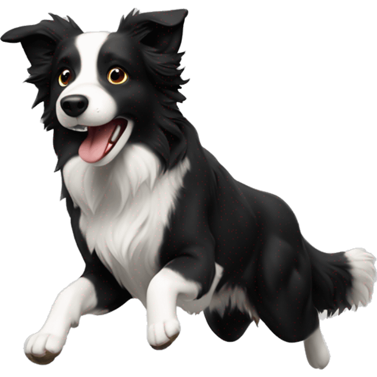 Border collie jumping over anvil emoji