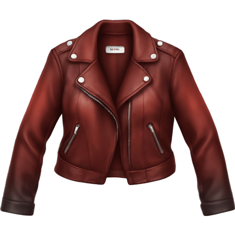 Hyper Realistic isolated open dark red to light red ombre feminine fashion leather jacket. emoji