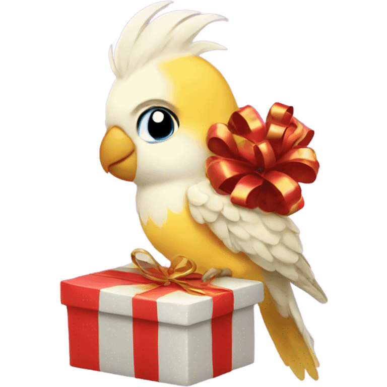 cockatiel holding gift emoji