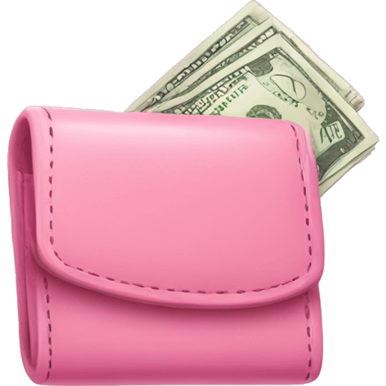 Cute Pink wallet with money  emoji