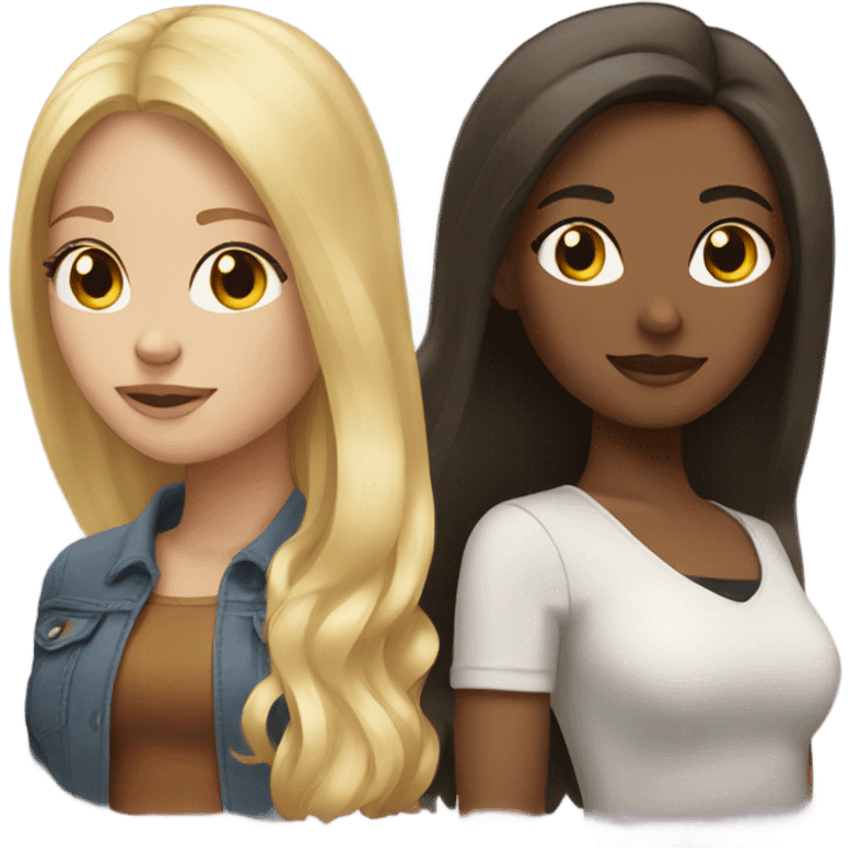 Blonde and brunette sister  emoji