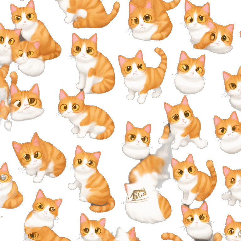 A cute orange cat Whith white dots full body whit white foot a little skinny but not a lot , apparience like a domestic cat emoji