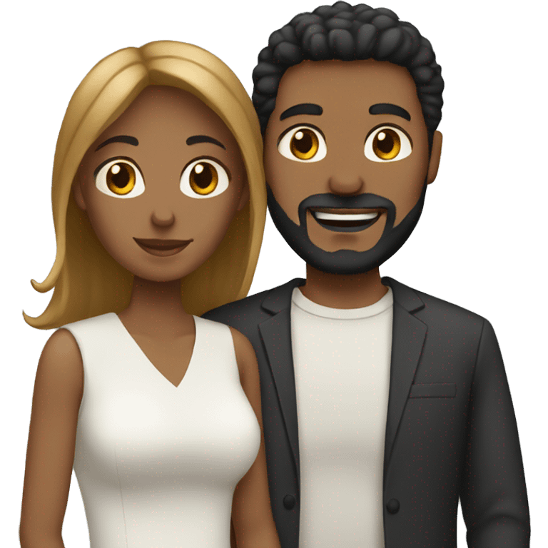 mixed couple , husband is white with a beard and wife is black emoji