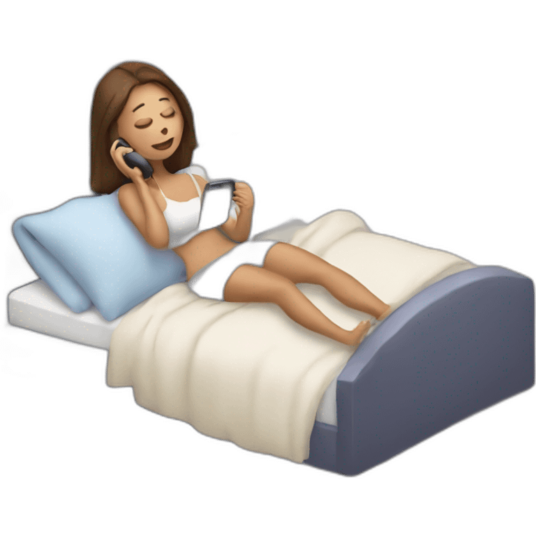 woman on phone in bed emoji