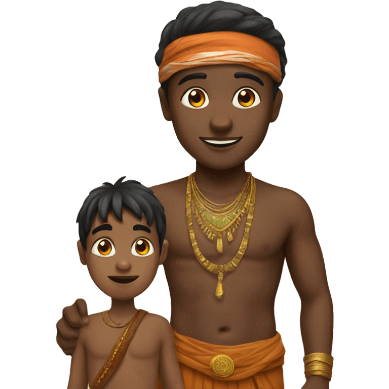 Indian boy with his african friend emoji