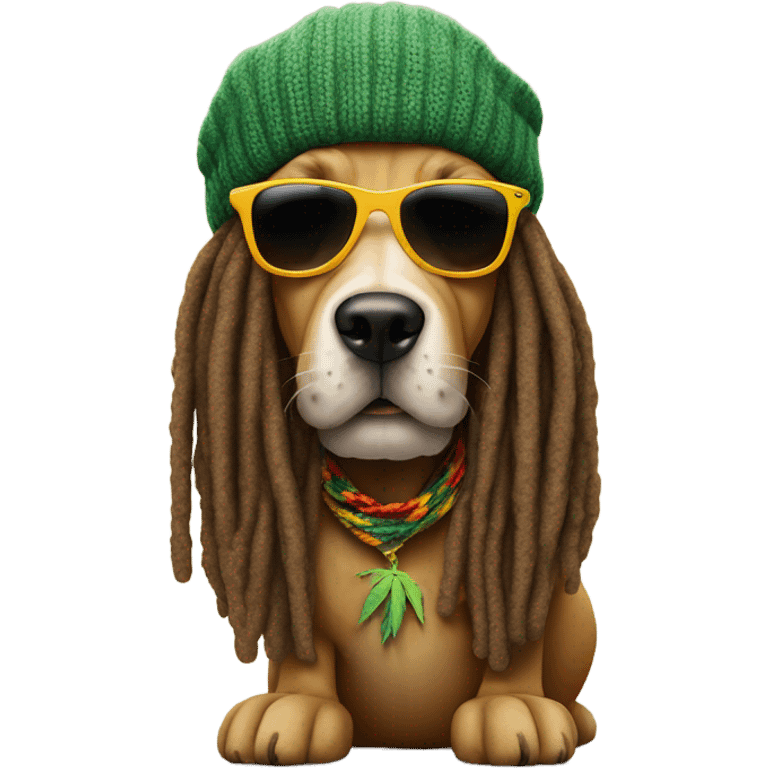 Dog version of Bob Marley smoking	 emoji