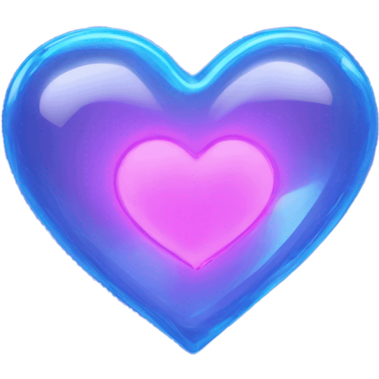 Neon glass blue heart  emoji