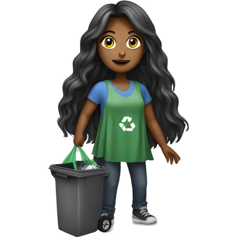 Beautiful long haired woman taking out the trash emoji