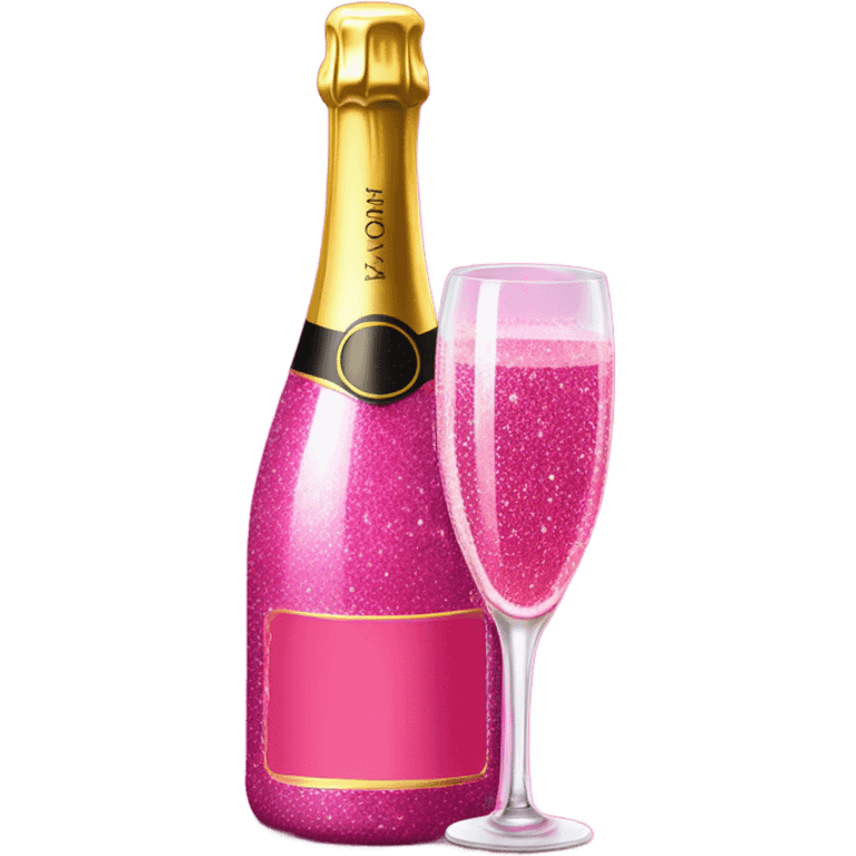 Hot pink glittery champagne  emoji