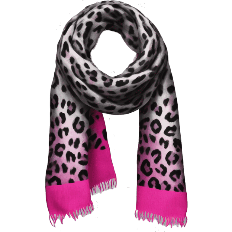 Realistic silver black and hot pink leopard print winter scarf. emoji