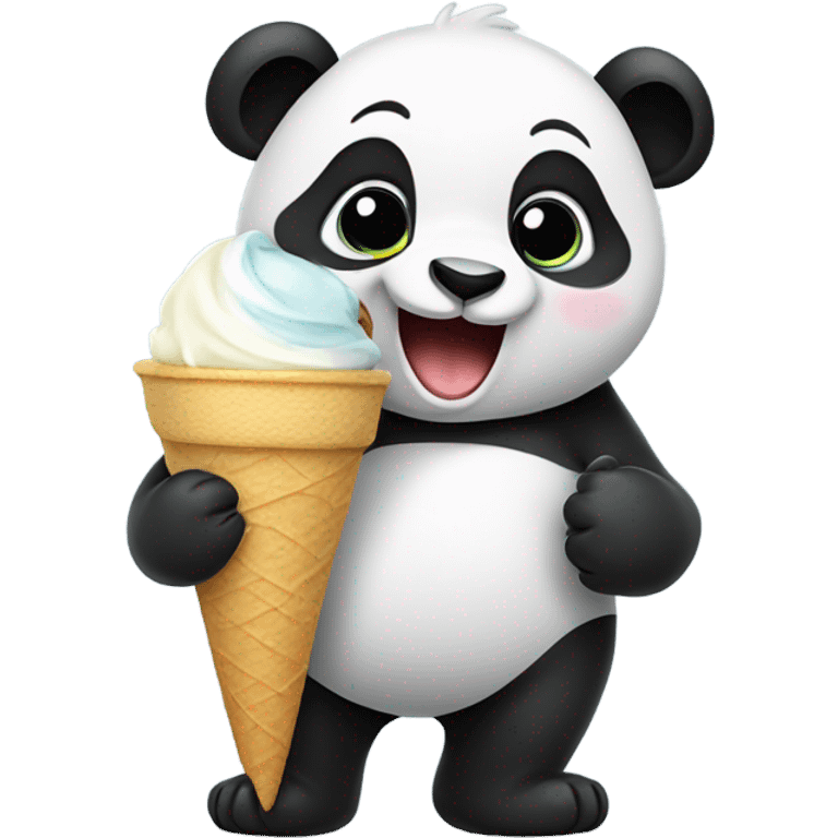 Panda eating ice cream emoji