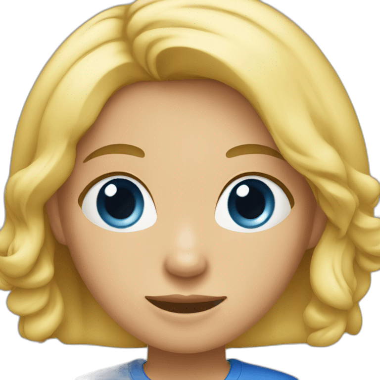 A blond girl with a blue tshirt emoji