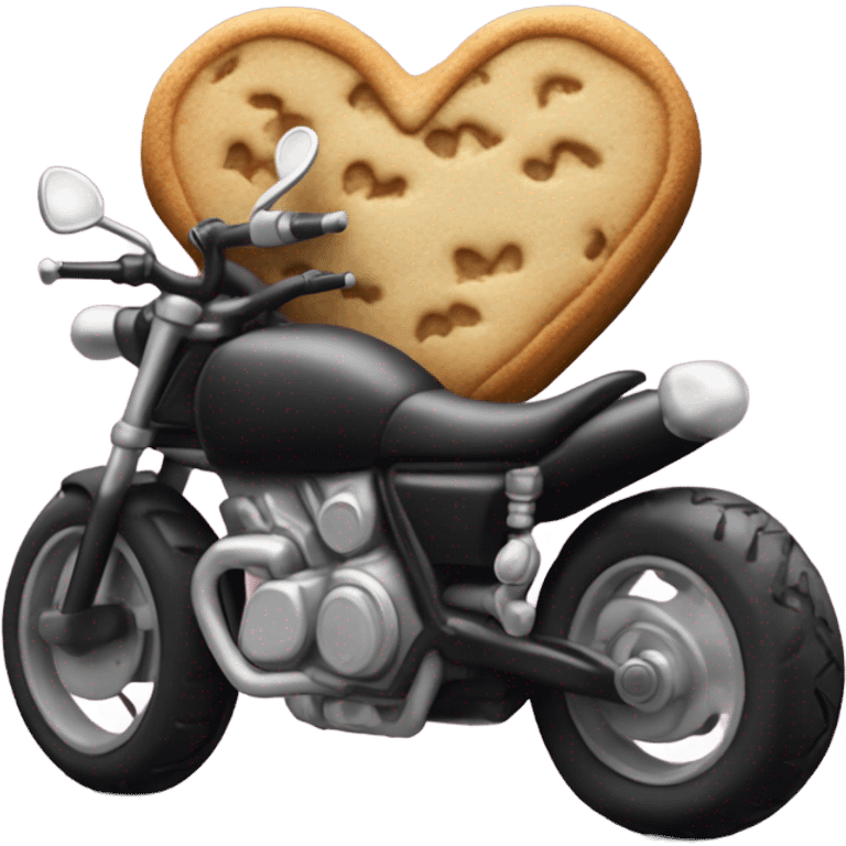 cookie heart with black motorbike  emoji