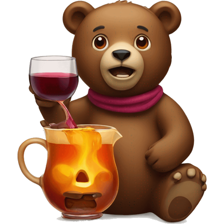 Bear with mulled wine  emoji