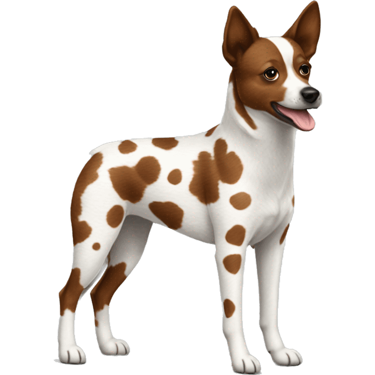 Red and white spotted heeler full body emoji