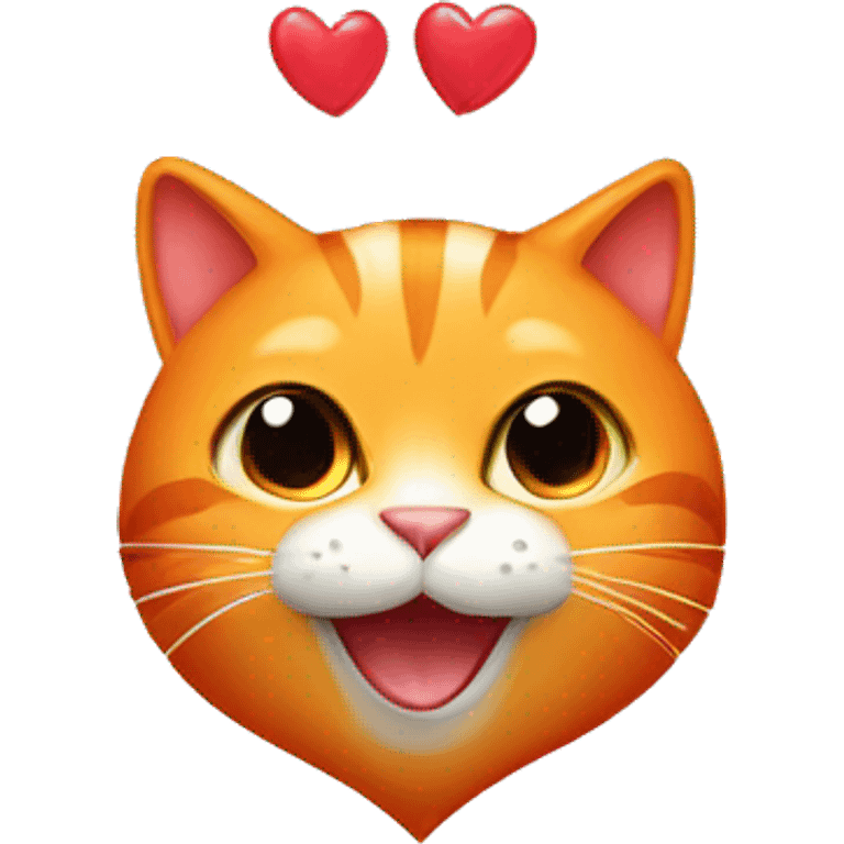 Orange cat holding heart emoji