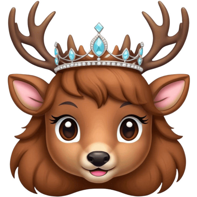 Deer wearing a ￼ tiara emoji