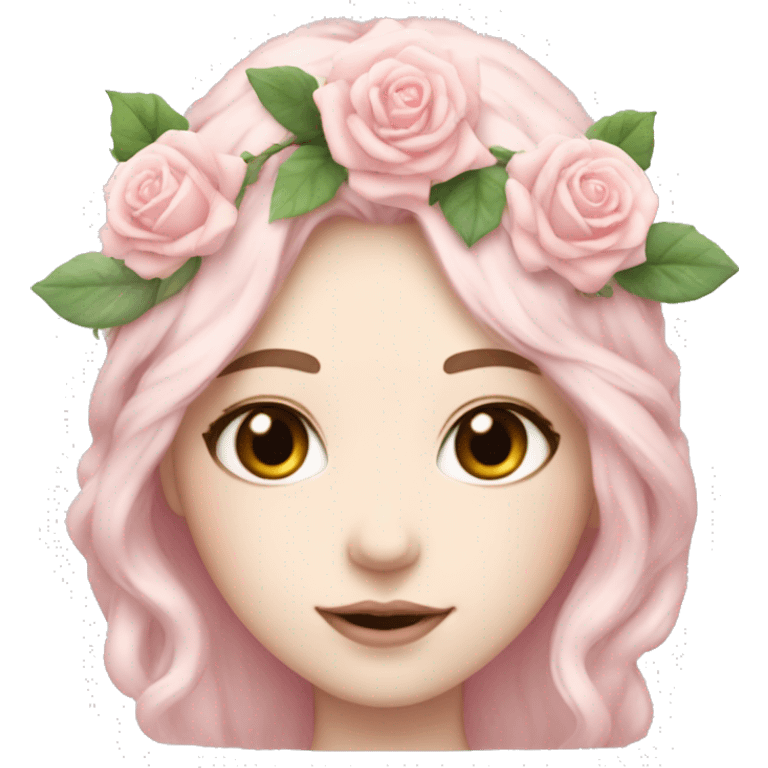 soft pastel pink girl with flower crown and roses white pale skin  emoji