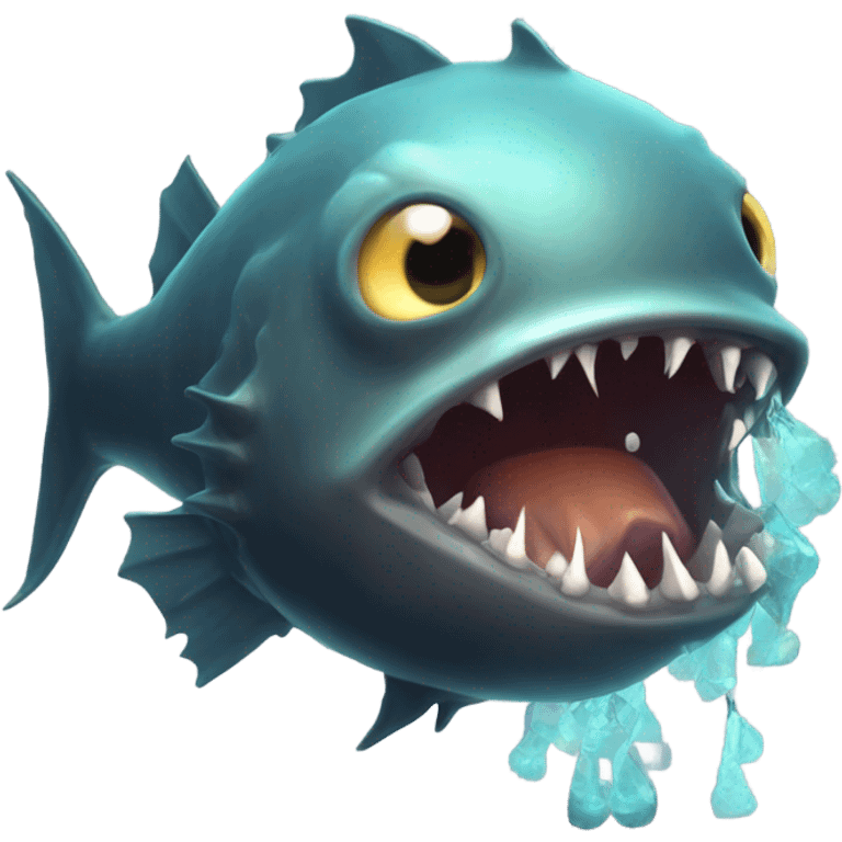 Anglerfish with glowing lure, sharp teeth, and big eyes. emoji