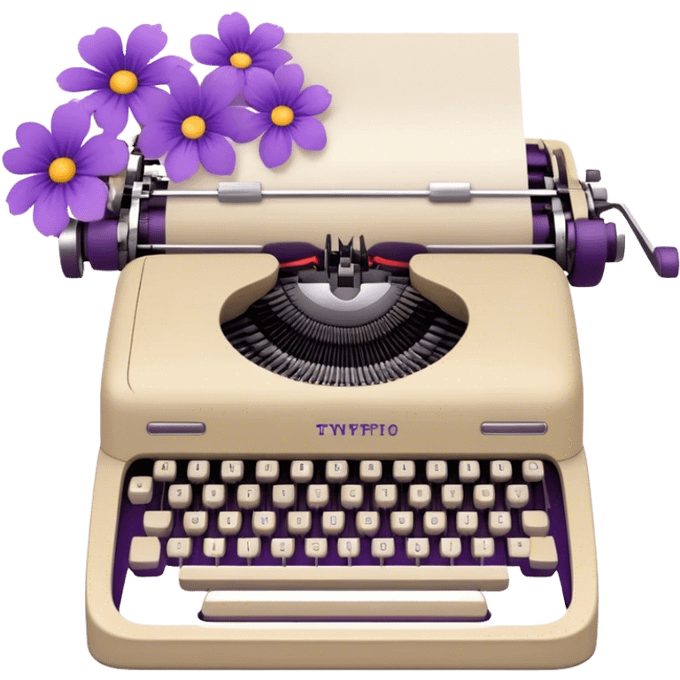 beige typewriter and flowers emoji