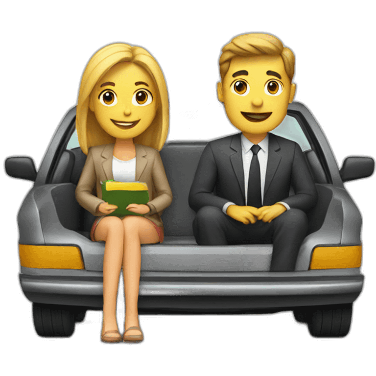 man and woman in car emoji