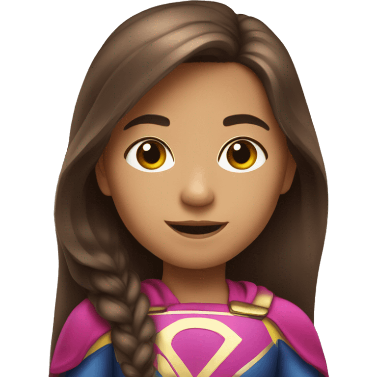 superhero, child, girl, long brown hair, brown eyes, hispanic emoji