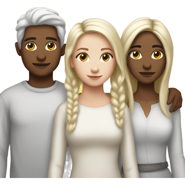 2 sisters and 1 brother white skin emoji