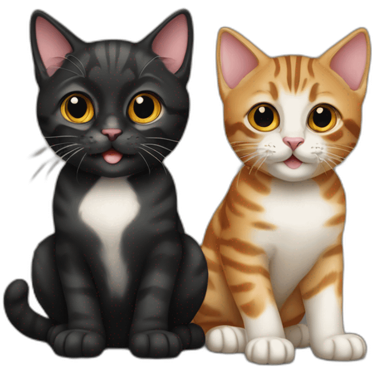 two-cats-bengal-and-cat-black-kitten-together emoji