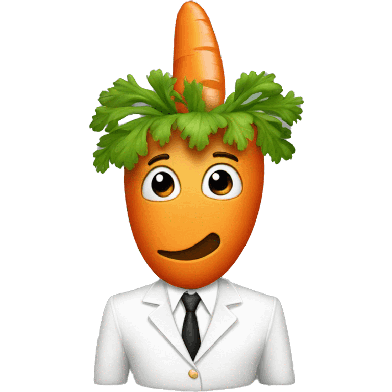 A carrot that’s alive in a white suit with brown elvis hair emoji