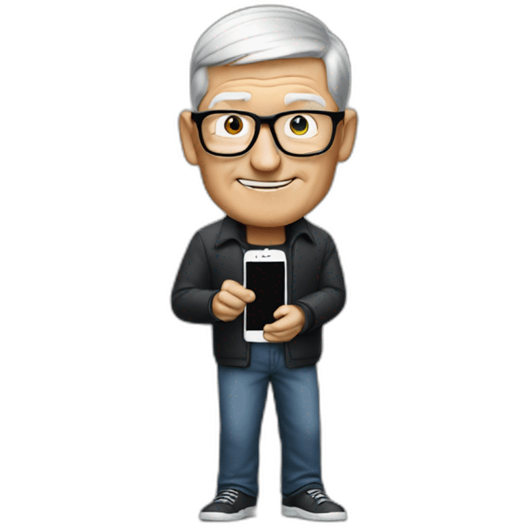 Tim cook taking photo with iPhone emoji