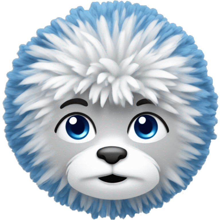 Blue, silver, and white pompom emoji