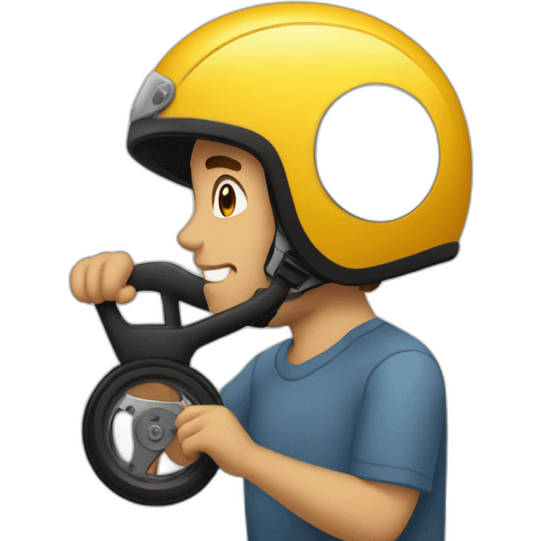 make the guy who is doing the trick a wheel with a helmet emoji