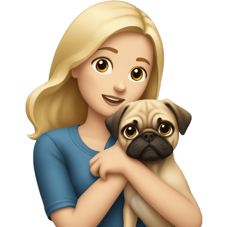 girl blonde with pug emoji