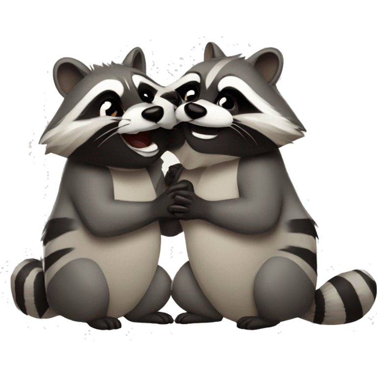 two raccoons kissing emoji