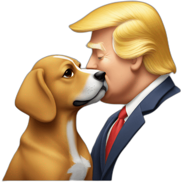 trump kissing a dog emoji